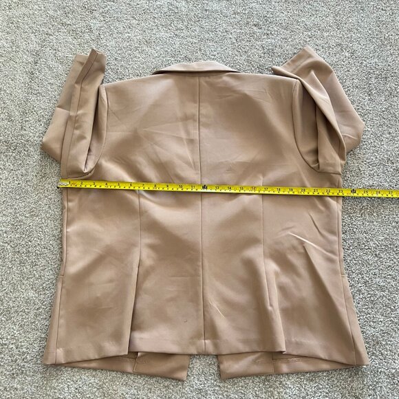 Carole Wren Tan Beige Blazer with Gold Buttons 3/4 Sleeve Career Office Chic XL - Picture 11 of 11